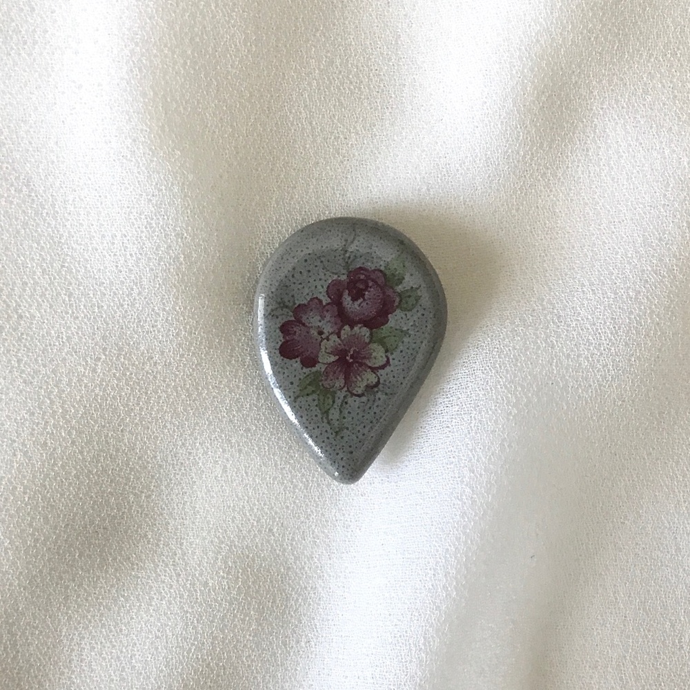 Vintage Dark Floral Brooch